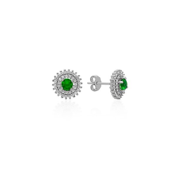Pendientes Rosetón Pavé Plata Ley 925