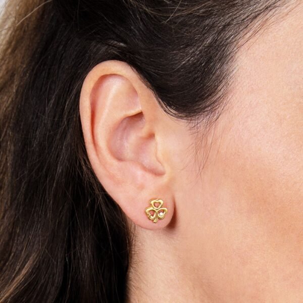 Pendientes Trébol y Corazones Oro 9 Klt - Imagen 2