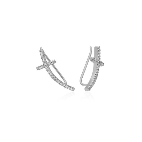 Pendientes Trepador Cruz Plata Ley 925.
