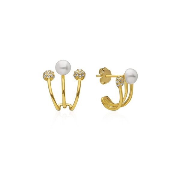 Pendientes Tres Vias Perlas Plata Ley 925