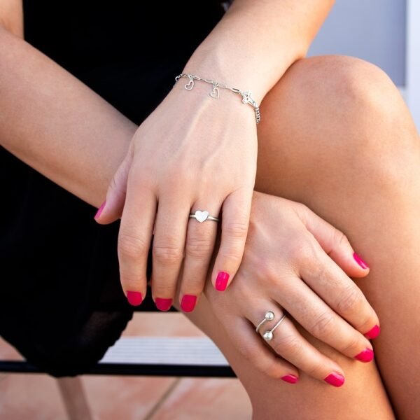 Pulsera Corazones y Cruz Plata Ley 925. - Imagen 2