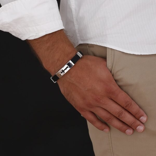 Pulsera Cruz Calada Acero 316 L. - Imagen 2