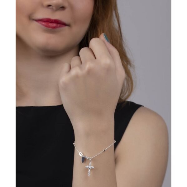 Pulsera Cruz y Cristo Plata Ley 925 - Imagen 2