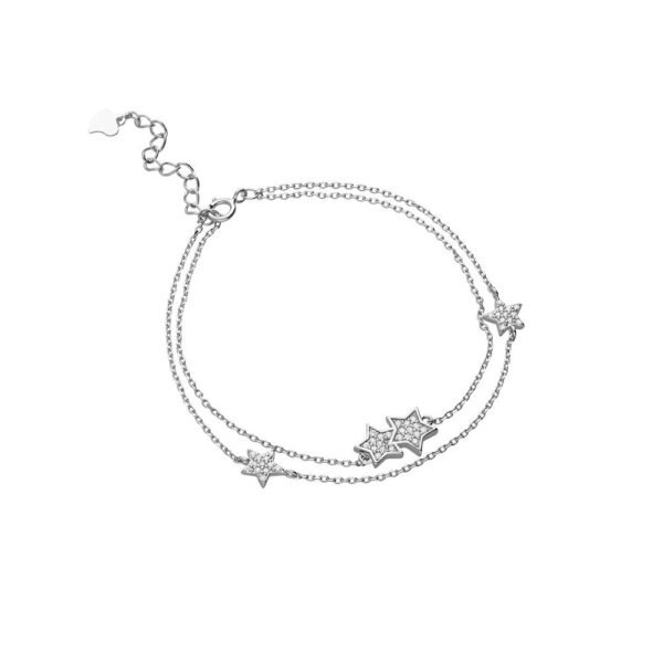Pulsera Estrellas y Cadenas Plata Ley 925.