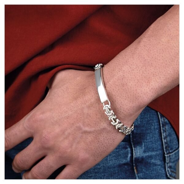 Pulsera Greca con Placa Plata Ley 925 - Imagen 2