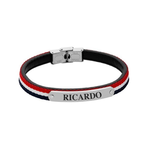 Pulsera Hombre Piel Acero 316 L.
