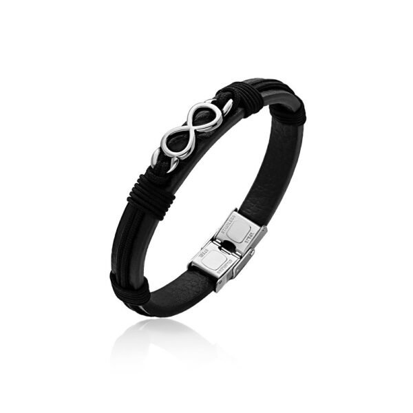 Pulsera Infinito Cuero y Cordón Acero 316 L