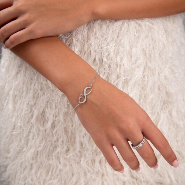 Pulsera Infinito Pie Plata Ley 925 - Imagen 2