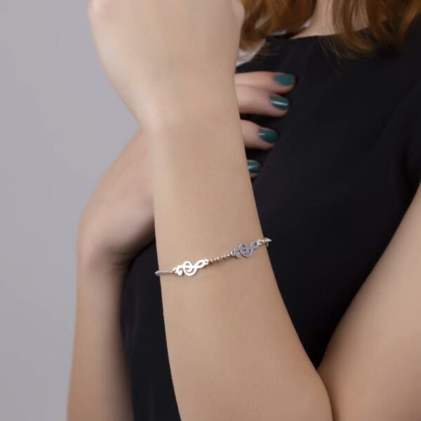 Pulsera Notas Musicales Plata Ley 925. - Imagen 2