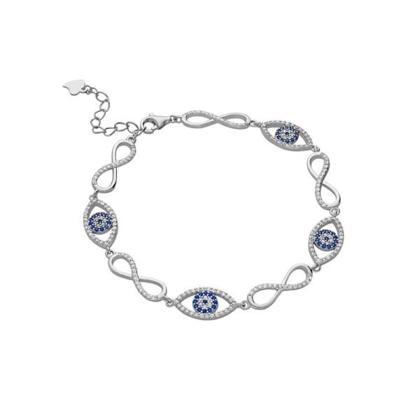 Pulsera Ojo Turco & Infinito Plata Ley 925