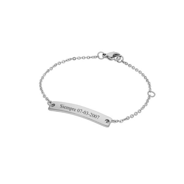 Pulsera Placa Rectangular Acero 316 L.