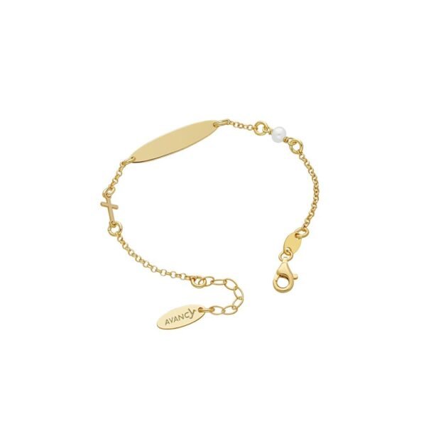 Pulsera Placa y Cruces Plata Ley 925