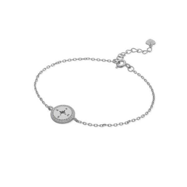 Pulsera Rosa 4 Vientos Plata Ley 925