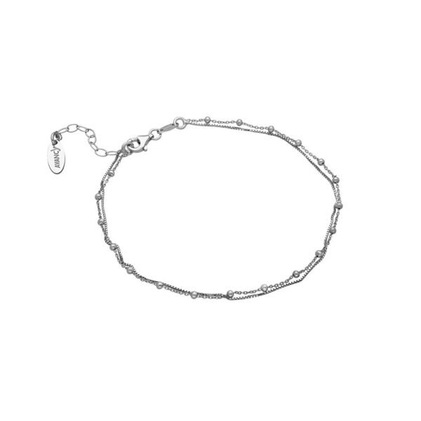 Pulsera Tobillera Doble Plata Ley 925