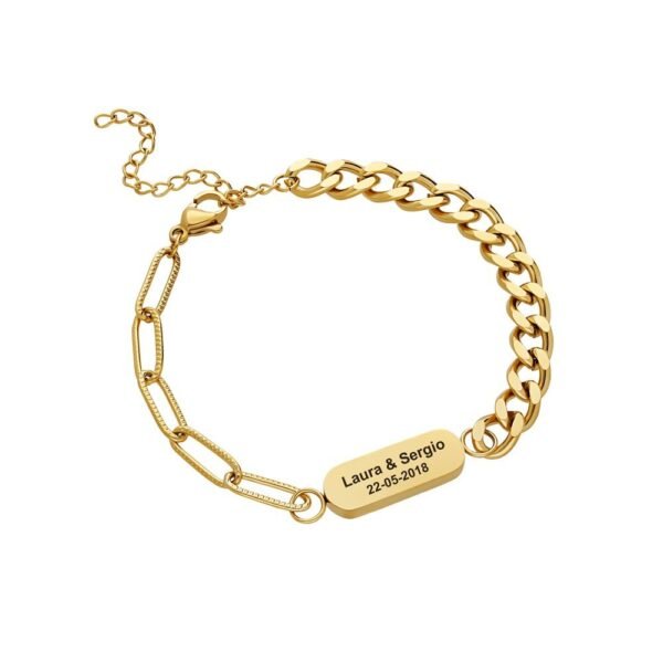 Pulsera Twist Eslabones Placa Acero 316 L