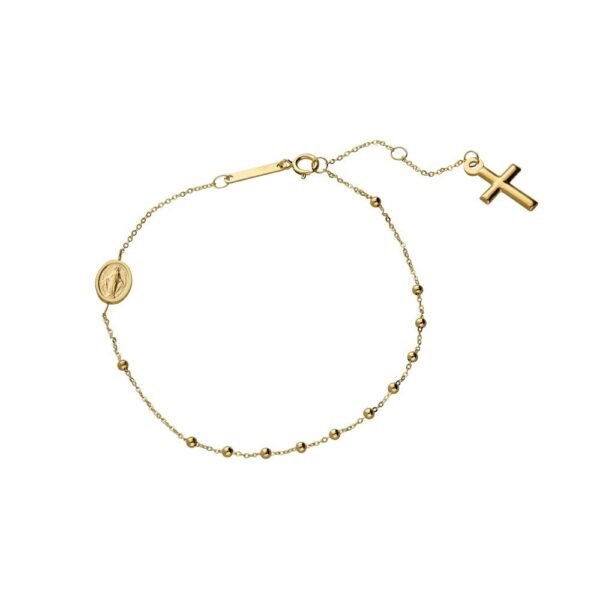 Pulsera Virgen Milagrosa Cruz Oro 9 Klt